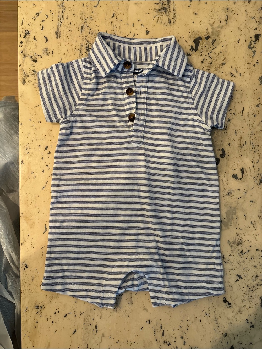 Old Navy Blue and White Striped Baby Romper
